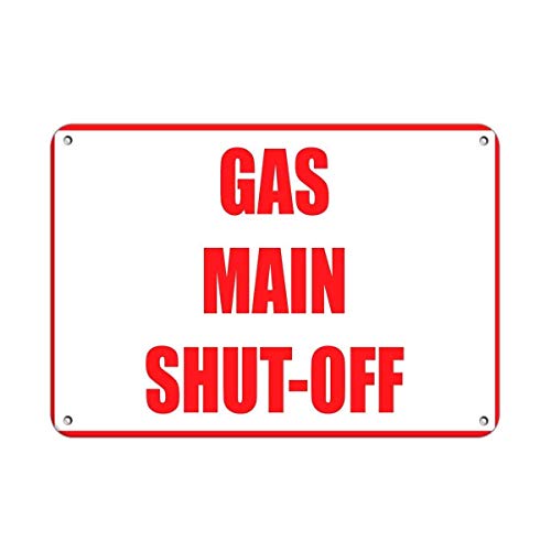 Gas Main Emergency Shut Off Hazard Safety Business Aluminum Sign 12x8 Inch