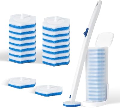 ECLINSO Disposable Toilet Brush Kit with Holder and 16 Refills
