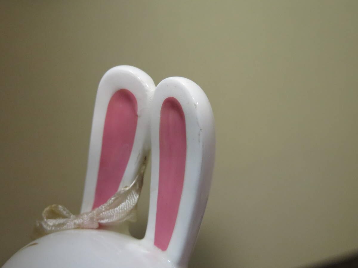Amazon.co.jp: 内藤ルネ うさぎ 貯金箱 しあわせ レトロ 当時物 陶器