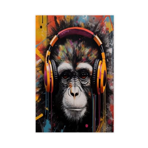 Peinture Toile Singe Graffiti : Tableau Street Art Premium 50x75cm