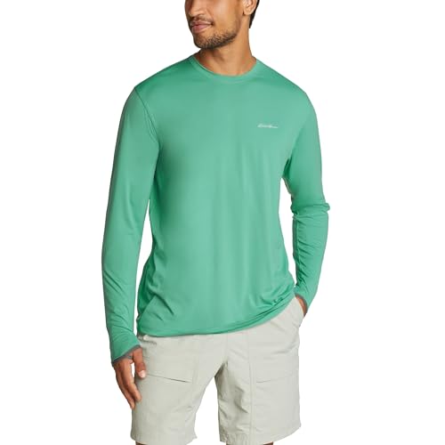 T-Shirt Marine Air Eddie Bauer à manches longues et col rond UPF pour homme