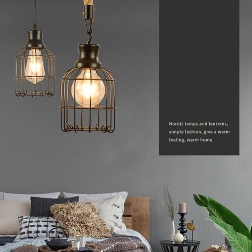 Lámpara colgante de araña industrial en hierro forjado y cuerda para cocina estilo loft 5