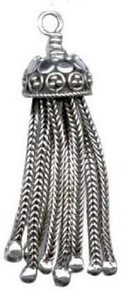 1 pc .925 Sterling Silver Bali Necklace Charm Tassel Focal Dangle Bead/Findings/Antique