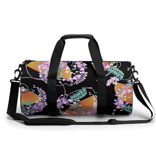 Sac de gym éventail et fleurs résistant pour voyage et randonnée 45cm