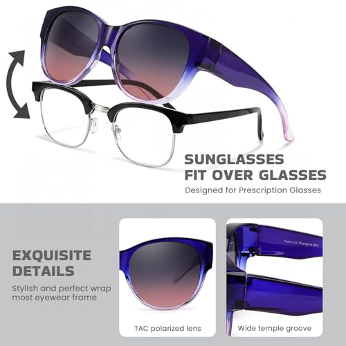 Image of Xfeel Polarized Over Glasses Sunglasses for Women Fitover Sun Glasses | Sunglasses that Fit Over Glasses, UV400 Protection, Outdoor Driving Shades, Over Reading /Prescription Glasses Sunglasses