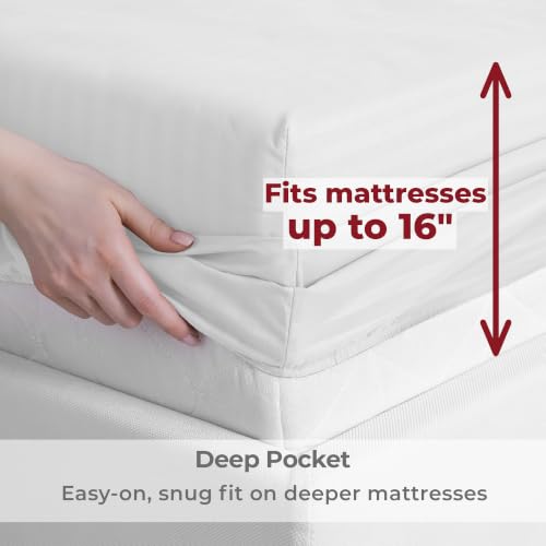 Image of Mellanni Full Sheets Set - 4 PC Iconic Collection Bedding | Hotel Luxury, Extra Soft, Cooling Bed Sheets - Wrinkle, Fade, Stain Resistant (Full, Striped White)