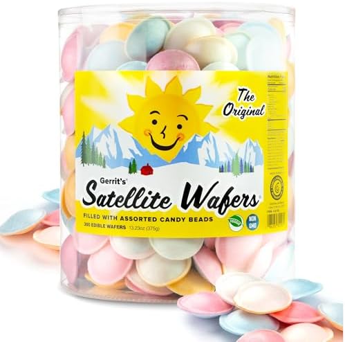 Gerrit's Original Satellite Wafers, Filled with Assorted Candy Beads, 300 Count Tub (13.23 oz)