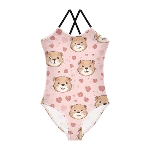 Image of Girls Swimsuit Little Cute Cat and Ice Cream One Piece Swimwear