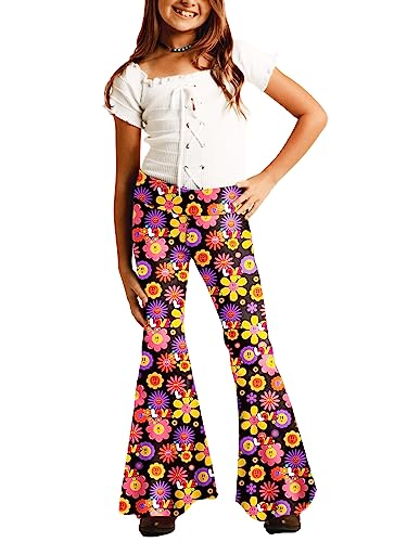 Image of Deerose Girls Halloween Hippie Bell Bottom Pants High Waist Flare Pants 5-14 Years