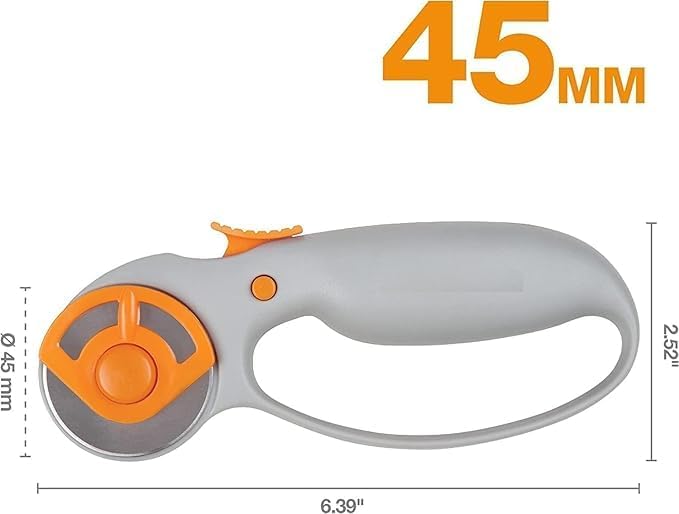 CHIDDHAN 45mm Rotary Cutter Set with Self-Healing Cutting Mat & Sewing Ruler Classic Loop Handle Ideal for Fabric, Leather, Quilting, and Sewing Projects Precision Crafting Tool(1PCS) 1