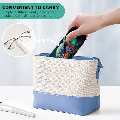Image of Hard Shell Eyeglasses Case, Travel Portable Protective Glasses Cover Box for Men and Women with Cleaning Cloth