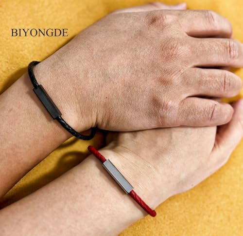 Set de 2 Pulseras Trenzadas de Cuero para Parejas miniatura 3
