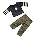 Boy Doll Clothes Set, Dark Blue Footable Doll T-shirt and Army Green Sport Pants For 18inches Dolls, Pack of 2 pcs