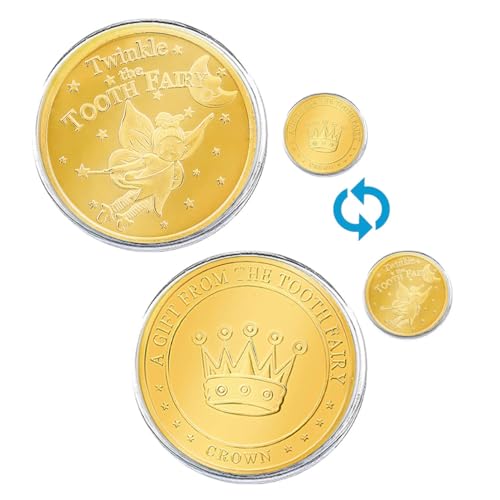 2 Stück Zahnfee Münze Goldene Zahnfee Geschenk zahnfee Goldtaler zahnfee Geschenke Jungen Mädchen Zahnfeen Taler Goldmünze für Verlorenen Zahn Kinder Souvenir Zahnverlust Feier