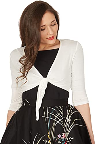 BlackButterfly Empate Delantero Bolero Capa Hombros Chaqueta Top (Marfil, XXL)