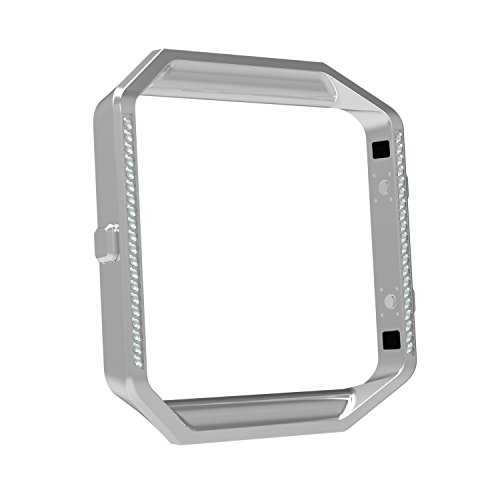 MoKo Frame Compatible with Fitbit Blaze with Crystal Rhinestone, Stainless Steel Replacement Metal Frame Housing with Premium Activity Crystal for Fitbit Blaze Smart Watch - Silver