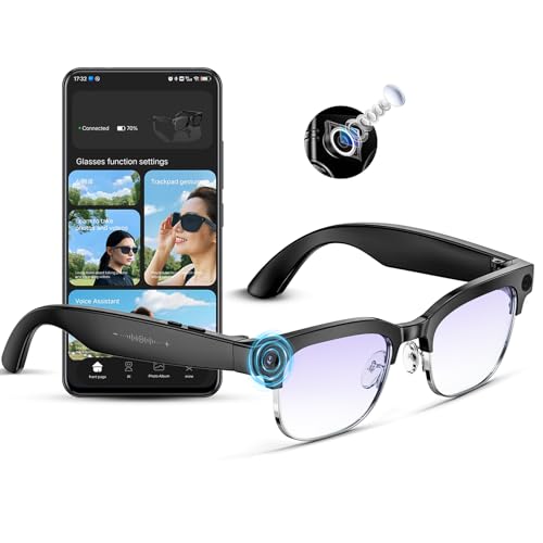 AI Smart Glasses - Cámara anti-shake 8MP, 290mAh, llamada BT, 4K HD (grabación de...