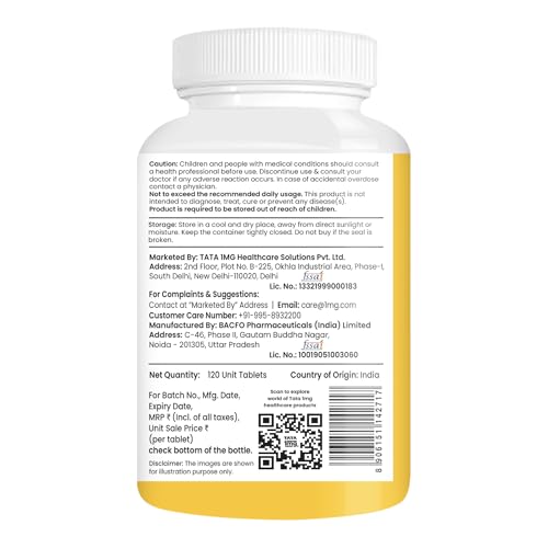 Image of Tata 1mg Magnesium Glycinate Tablets |2000mg | High Absorption Chelated form for Muscle Recovery, Sleep & Nerve Health | 2000mg Per Serving - 120 Veg Tablets