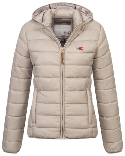 Geographical Norway Winter Jacke Steppjacke Parka Kapuzenjacke Outdoor Leicht und warm, Farbe:Beige, Größe:M (38)
