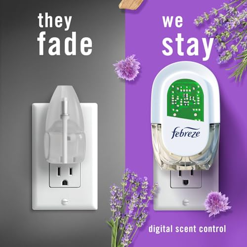 Image of Febreze Plug in Air Freshener, Odor-Fighting Scented Oil Refill, Twilight Lavender and Downy April Fresh Scents, 4 Refills