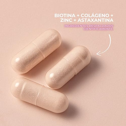 Vitaminas para el Cabello Mujer Anticaida con Biotina Blooming Up – BIotina para el Cabello Piel y Uñas con Colágeno Hidrolizado + Péptidos, Zinc y Astaxantina | Fortalece y Apoya el Crecimiento - imagen 3