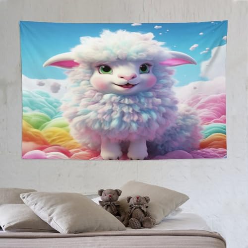 Tapisserie murale mouton mignon PAZZK 150×230cm en tissu imprimé