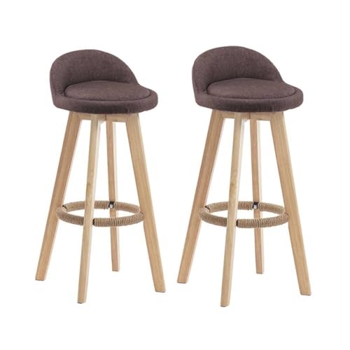 Taburete De Bar con Altura Ajustable, Juego De 2, Sillas De Bar Giratorias De 360°, Taburete De Cocina, Bistró con Respaldo Y Reposapiés Brown,Sitting High: 65cm
