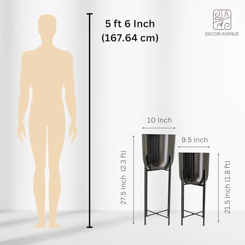 Image of Black Nickel Planters with Stand (Set of 2) Indoor Pots for Living Room Bedroom Balcony Home and Office (Black Nickel)