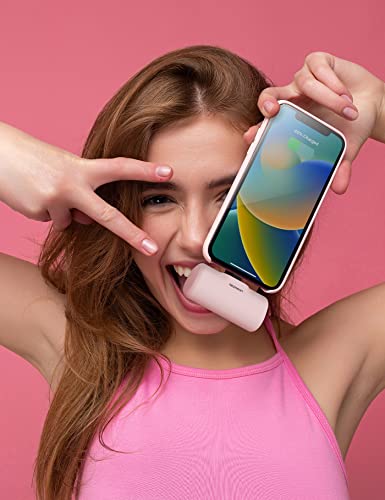 Mezason Small Portable Charger For Iphone,5000Mah Mini Power Bank With Built In Cable/Metal Stand,External Cute Battery Pack Compatible With Iphone 14/13/12/11 Plus/Pro Max/Xs/Xr/X/8/Airpods (Pink) #TOP4
