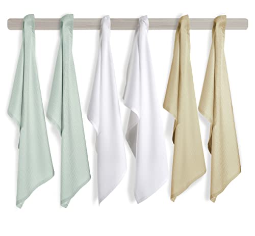 Lane Linen Flour Sack Tea Towels Set For Kitchen, Premium Kitchen Towels For Cleaning, Dusting Cloth, Cloth For Bread Box, Pure Tencel Hand Towel, Light Towel For Drying Dishes – 6 Pack - Multi Color #TOP1