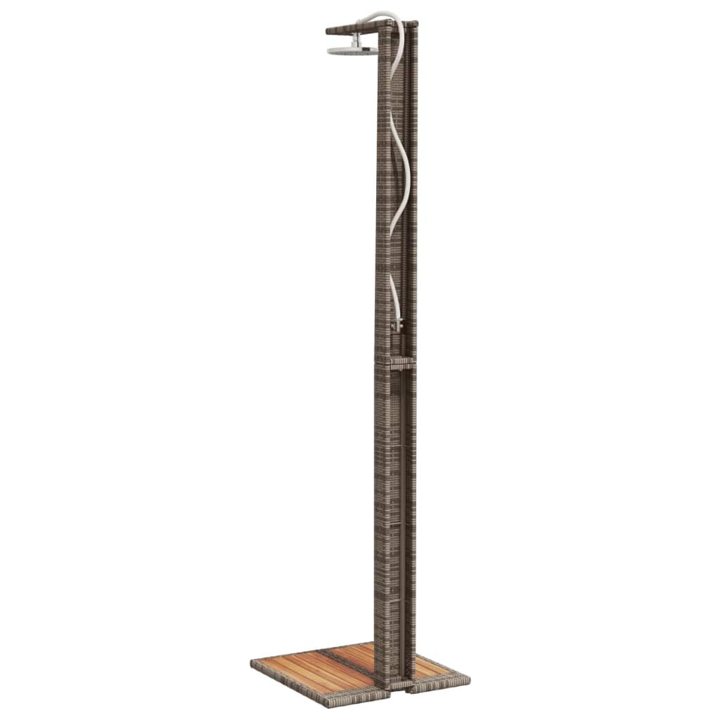 vidaXL Douche d'Extérieur, Meuble de Jardin avec Poignée Rotative, Douche de Piscine Patio Arrière-Cour, Gris Résine Tressée Bois Acacia