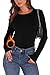 WIHOLL Long Sleeve Thermal Shirt Women Trendy Fall Fashion 2025 Tops Round Neck Flowy Plain Blouses Winter Warm Clothes Clothing Black M