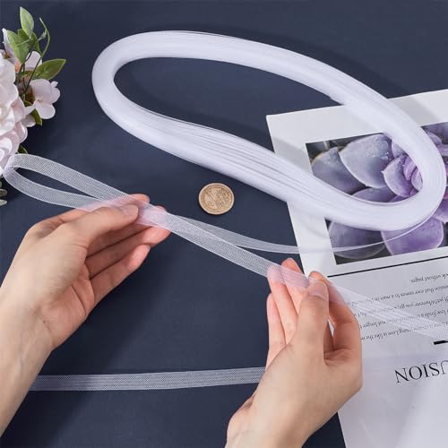 GORGECRAFT 100 Yards 2 Rolls White Stiff Braid Trim 10mm Wide Polyester Mesh Horsehair Ribbon Braid Hard Crinoline Trim for Boning Sewing Wedding Gowns Dress Skirt Hat Accessories Gift Wrapping - Image 3