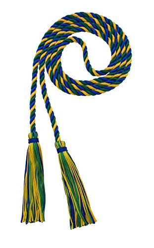 Image of Graduation Honor Cord - Royal /DK Green /Gold - Every School Color Available - Made in USA