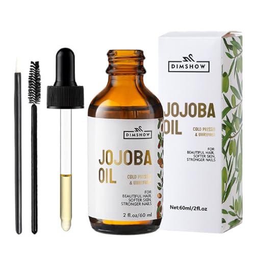 60 ml Bio Jojobaöl für Hautpflege, Natürliches Massageöl für Haare und Körper, Kaltgepresstes Hexan Freies Öl für Kosmetik, Bio-Jojobaöl zur Behandlung Trockener Haut
