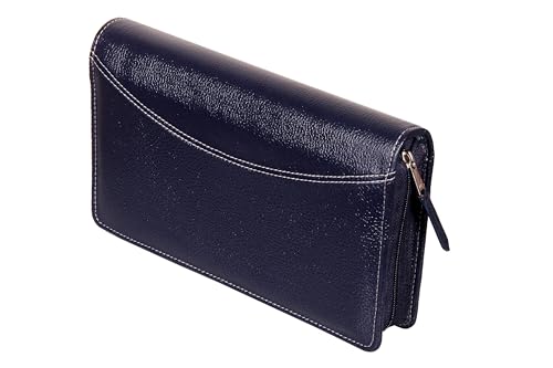 Image of Sukeshcraft Multiple Cheque Book Holder | Original Leather Holds Upto 8 Cheque Books (Leather, Blue)
