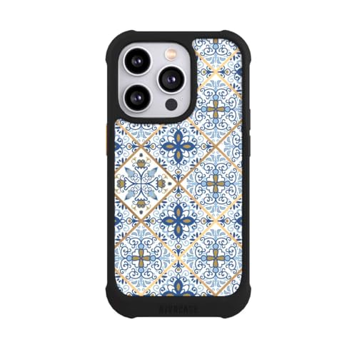 Coque iPhone 14 Pro MagSafe NIVOmax noire antichoc et rigide motif mosaïque mandala