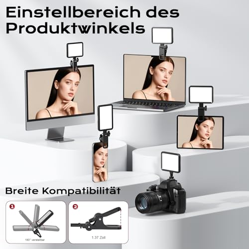 Wiederaufladbares weiches Selfie-Licht für Telefon, Kamera, Laptop, 3000 mAh tragbares LED-Licht für Bilder, Telefon-Lichtclip für Selfie, Vlog, TikTok, Make-up, Videokonferenz