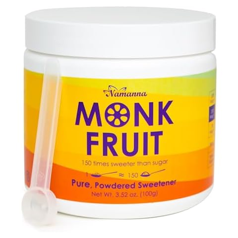 NAMANNA Pure Monk Fruit Sweetener - Zero Calorie, Zero Carb, Paleo Safe (25% Mogroside V, 100g, 2000 Servings) Cover