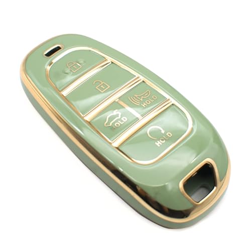 Coque pour clé de voiture Hyundai en TPU vert, l'élégance protectrice 5 boutons