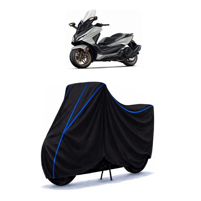 Image of Scooty Cover Water Resistant for Forza 500 | Universal Scooter & Bike Cover | Heavy Duty UV Dust, Rain & Scratch Protection | Elastic Fit All Weather Indoor Outdoor | Black with Blue Piping
