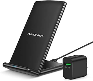 Wireless Charger, Amoner Qi-Certified 10W Wireless Charging Stand with 18W QC 3.0 Adapter