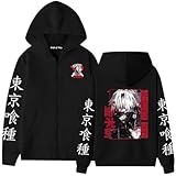 Ubeisy Anime Kaneki Ken Zip up Hoodie Sweatshirt Adult Cosplay 3D Printed Hooded Pullover Sweater,F-1/XL
