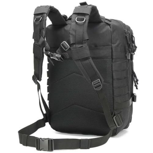Tactical Backpack for Men, 45L Military Gym Backpacks, Large 3-Day Assault Pack Bug Out Bag MOLLE Daypack for Rucking Fishing Camping(Black) - Image 5