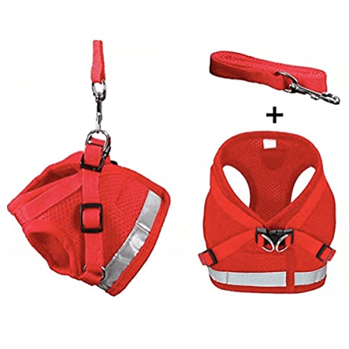 Travel Cat Harness And Leash Set - Adjustable Soft Mesh Vest Harnesses With Reflective Strap - Snug Fit Harness For Cats, Kitten For Outdoor Walking, Red, Extra Small (Chest 9.5-11.8 Inch) #TOP2