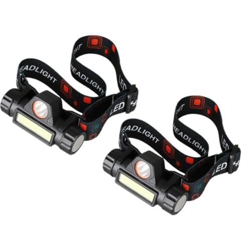 Linterna frontal para camping y senderismo con carga USB y doble haz de luz