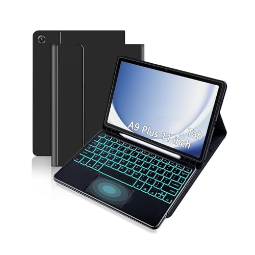 Funda con teclado táctil para Samsung Galaxy Tab A9+ que incluye soporte de cuero PU