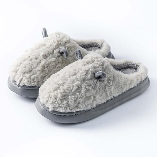 House Slippers for Women Warm Fleece Thick Sole Non Slip Bedroom Shoes Cozy House Shoes 3d Horns Winter Home Slippers2