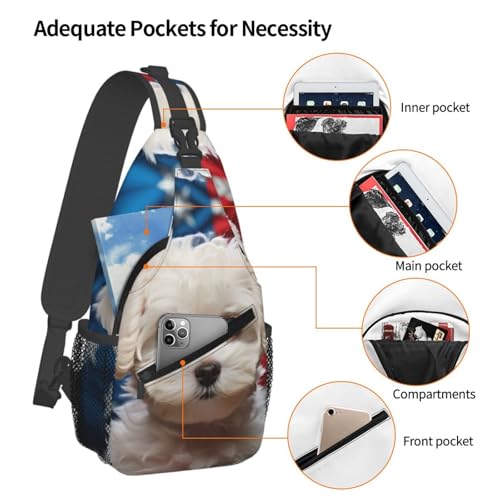 Bolso bandolera unisex con estampado de perro blanco miniatura 4