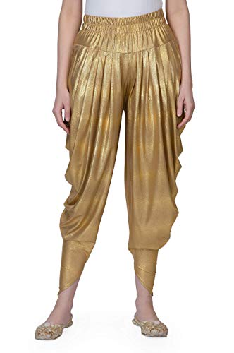 Legis Shimmer Relaxed Yoga Fitness Active And Dance Wear Dhoti Pants For Women One Size - Light Gold #TOP15
